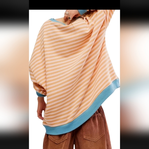 FREE PEOPLE Classic Striped Latte Combo Sweater Medium Retired NWT$98 - Picture 7 of 11